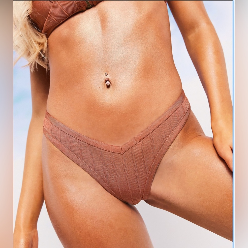 ASOS Bandage V-front Corset Bikini Bottoms in Bronze